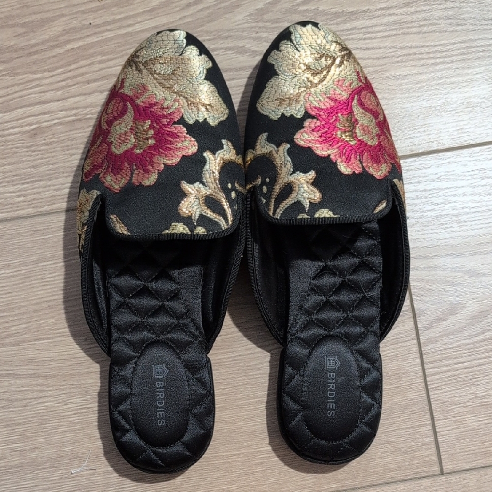 Birdies Black and Gold Flats with Elegant Design